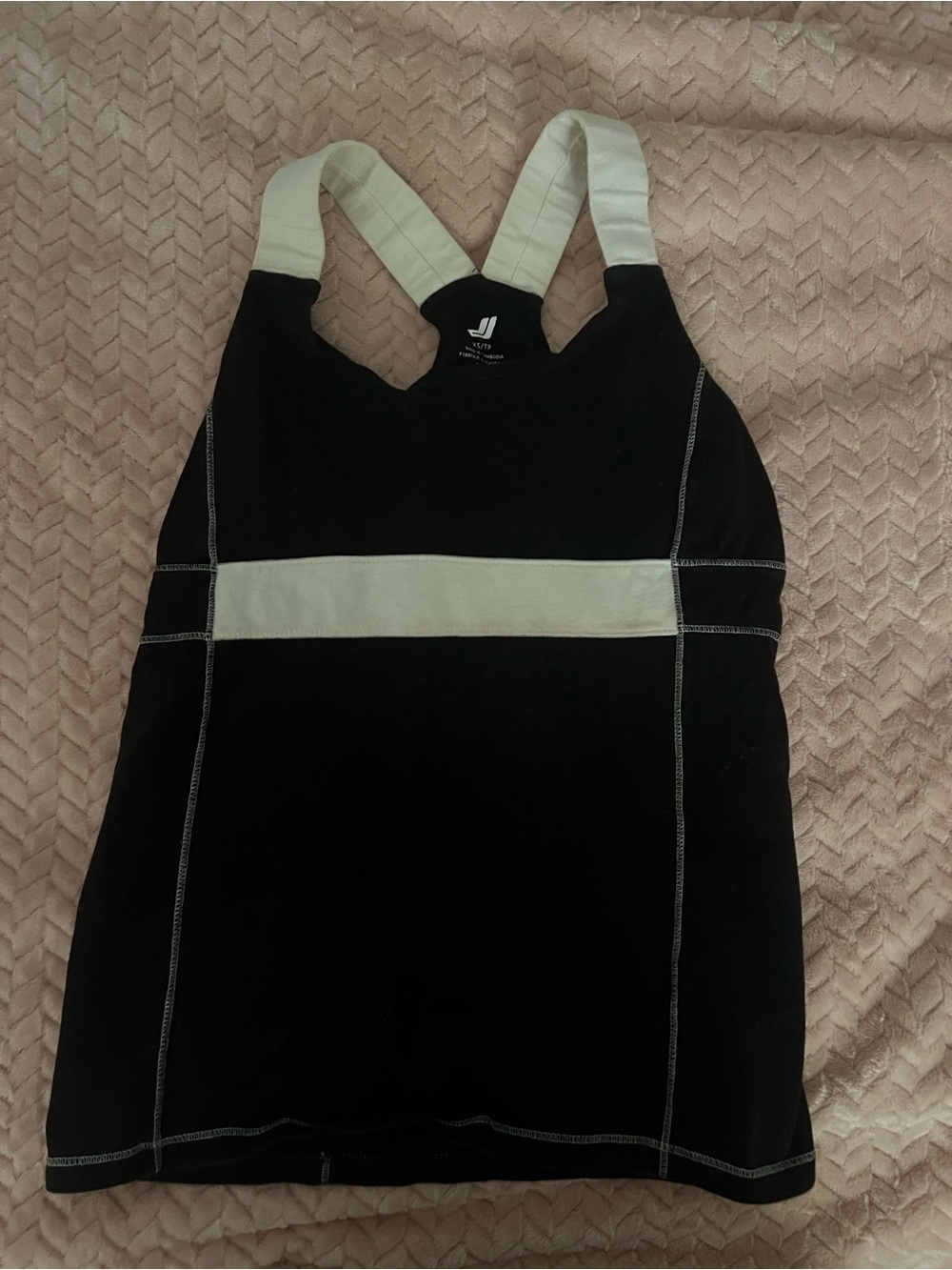 Joe Fresh Black Work Out Tank Top with White Contrast Band